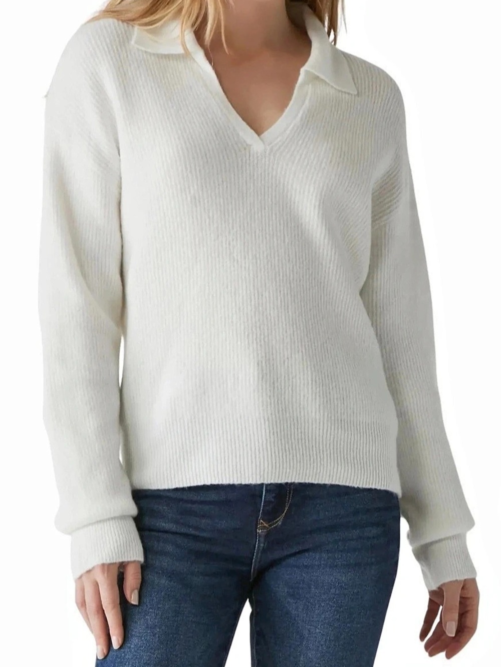 Michael Stars White V-Neck Sweater